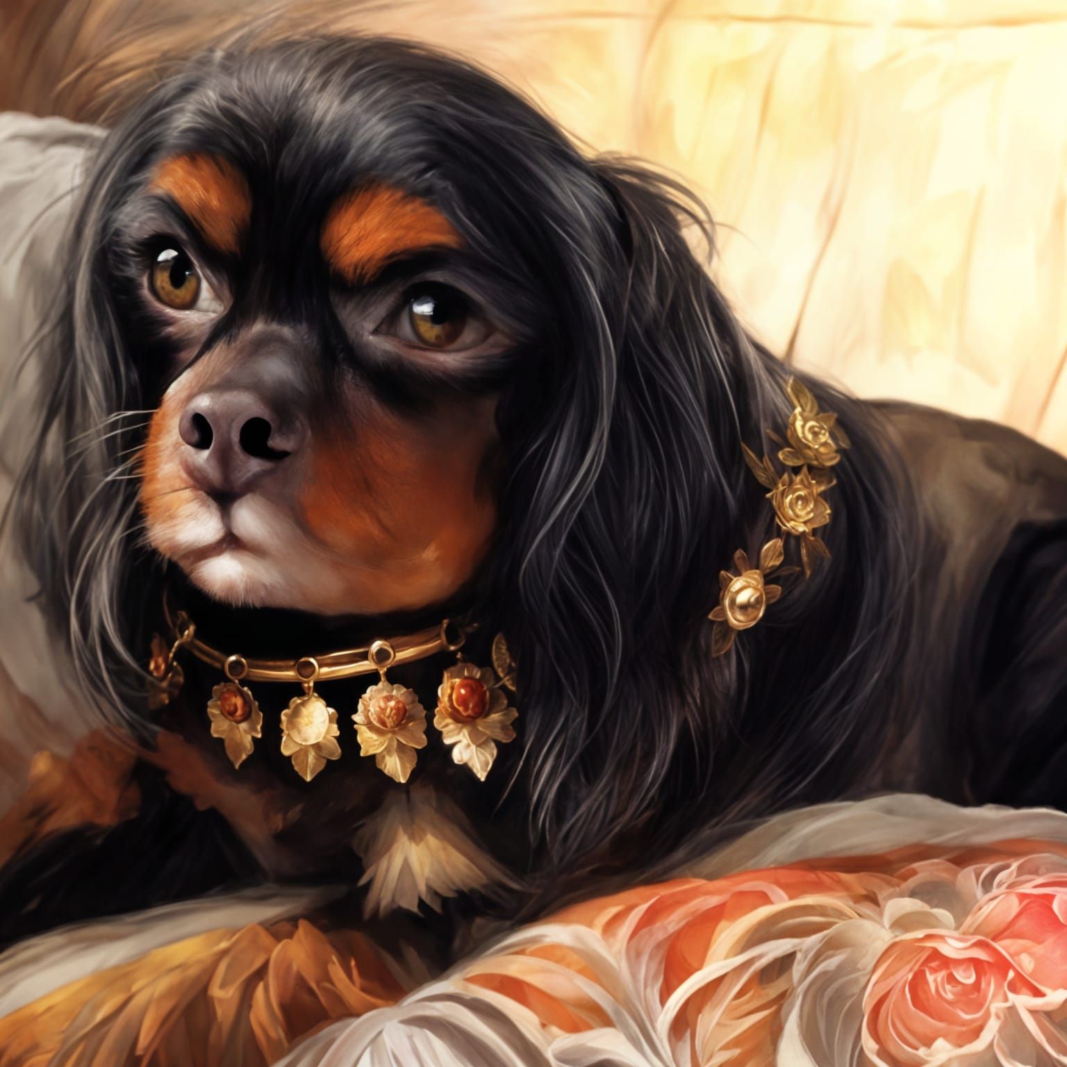 Dog Royalty: Crowned Portrait in Digital Art Style