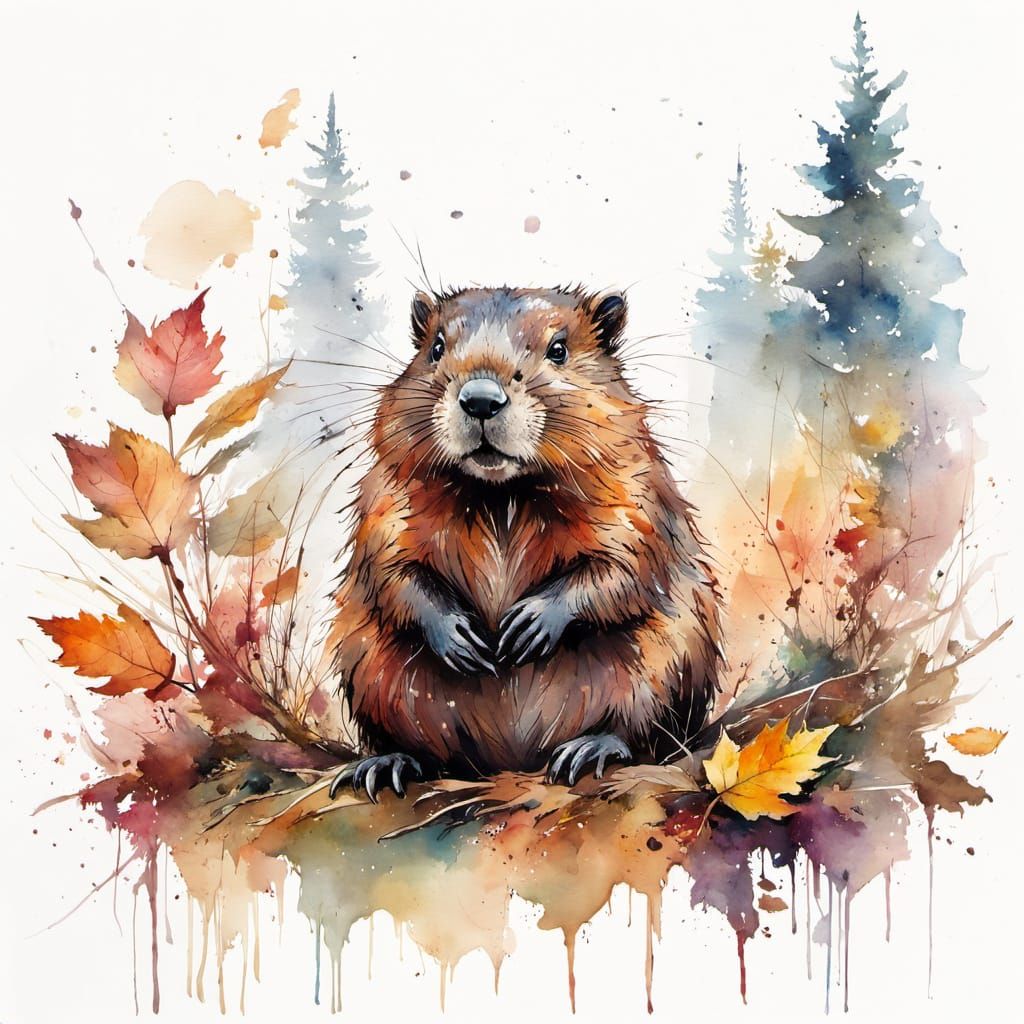 Beaver sitting on the ground