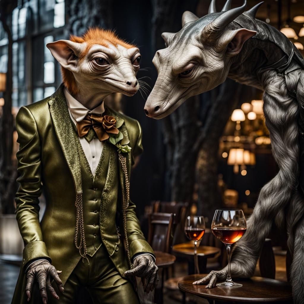 Exotic Aliens Celebrate in Surreal Restaurant: Masterpiece