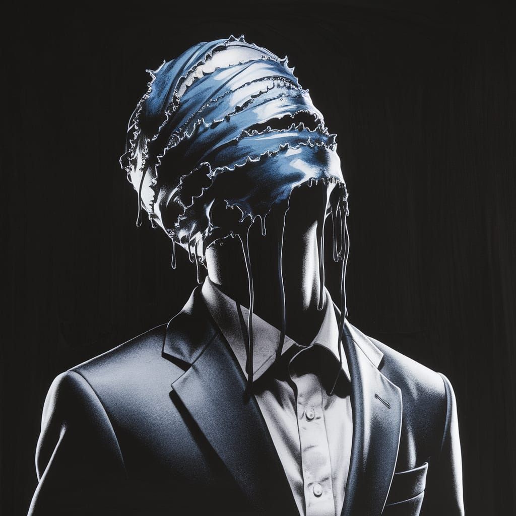 Haunting Bandaged Figure in Impressionistic Style