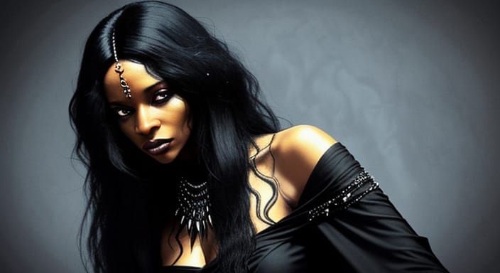 Black Magic Woman Seduces with Dark Enchantment