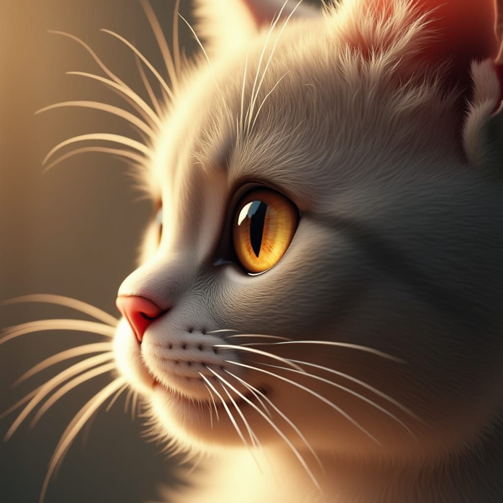 Close-up of a Golden Cat Eye: 3D Rendered