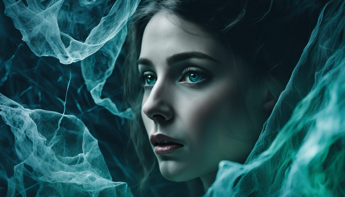 Ethereal Woman Lost in Shattered Dreams