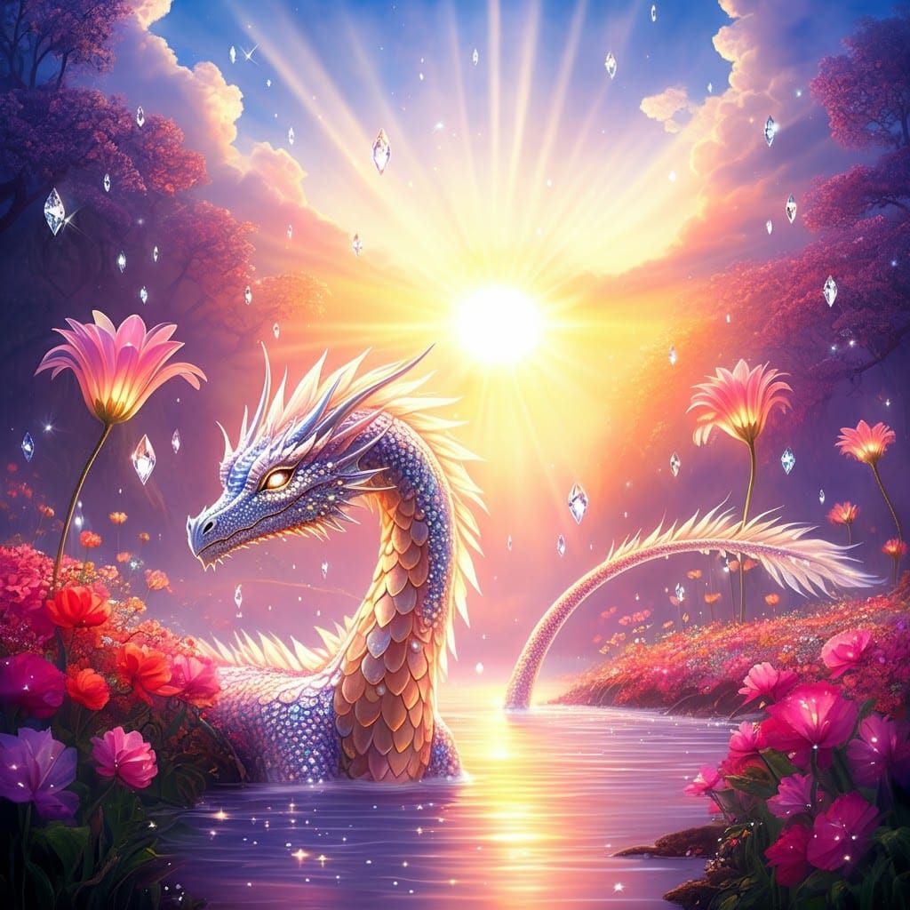 Translucent Dragon in Dreamy Fantasy Milk River Land