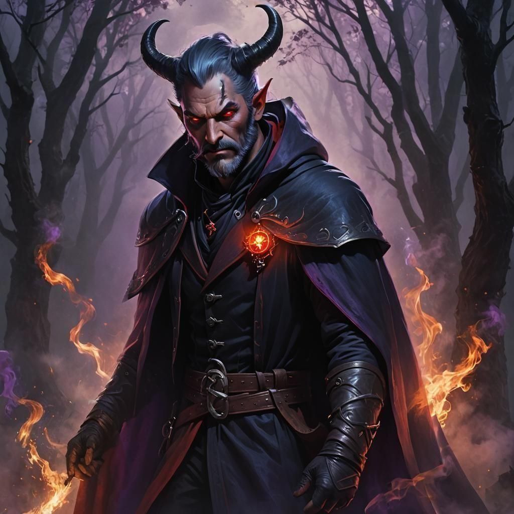 Tiefling Rogue in Shadowy Cloak