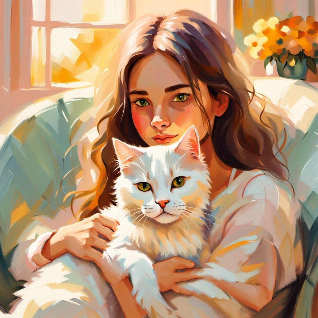 Whimsical Childhood Moment in Impressionist Oil Painting