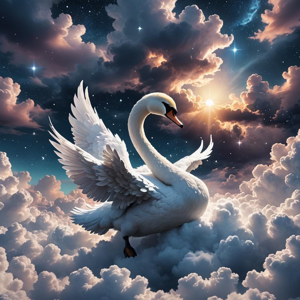 White Cloud Swan in Starry Wonderland