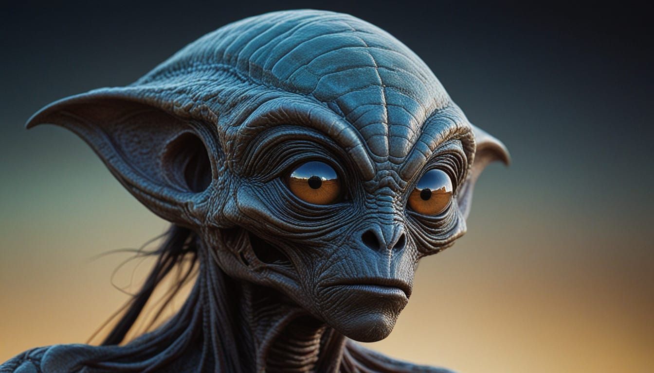 Majestic, Iridescent Alien Portrait in Ultra-High Definition