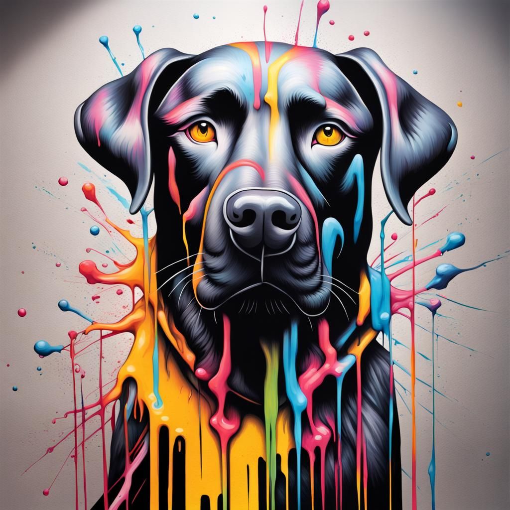Labrador Dog in Graffiti Splash Art Style