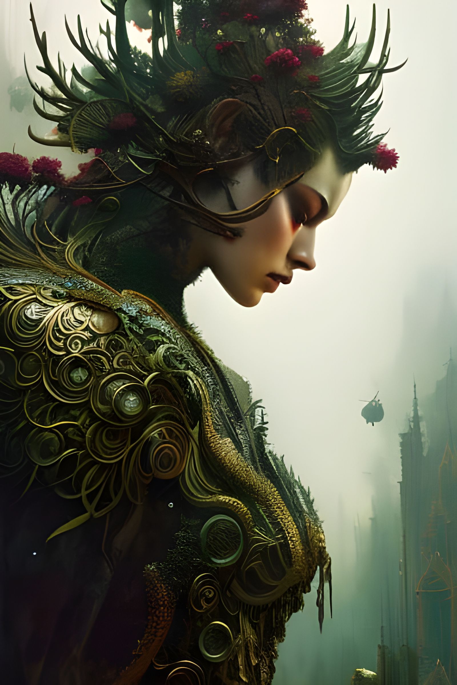 Tree Man in Filigree Armor, Digital Painting