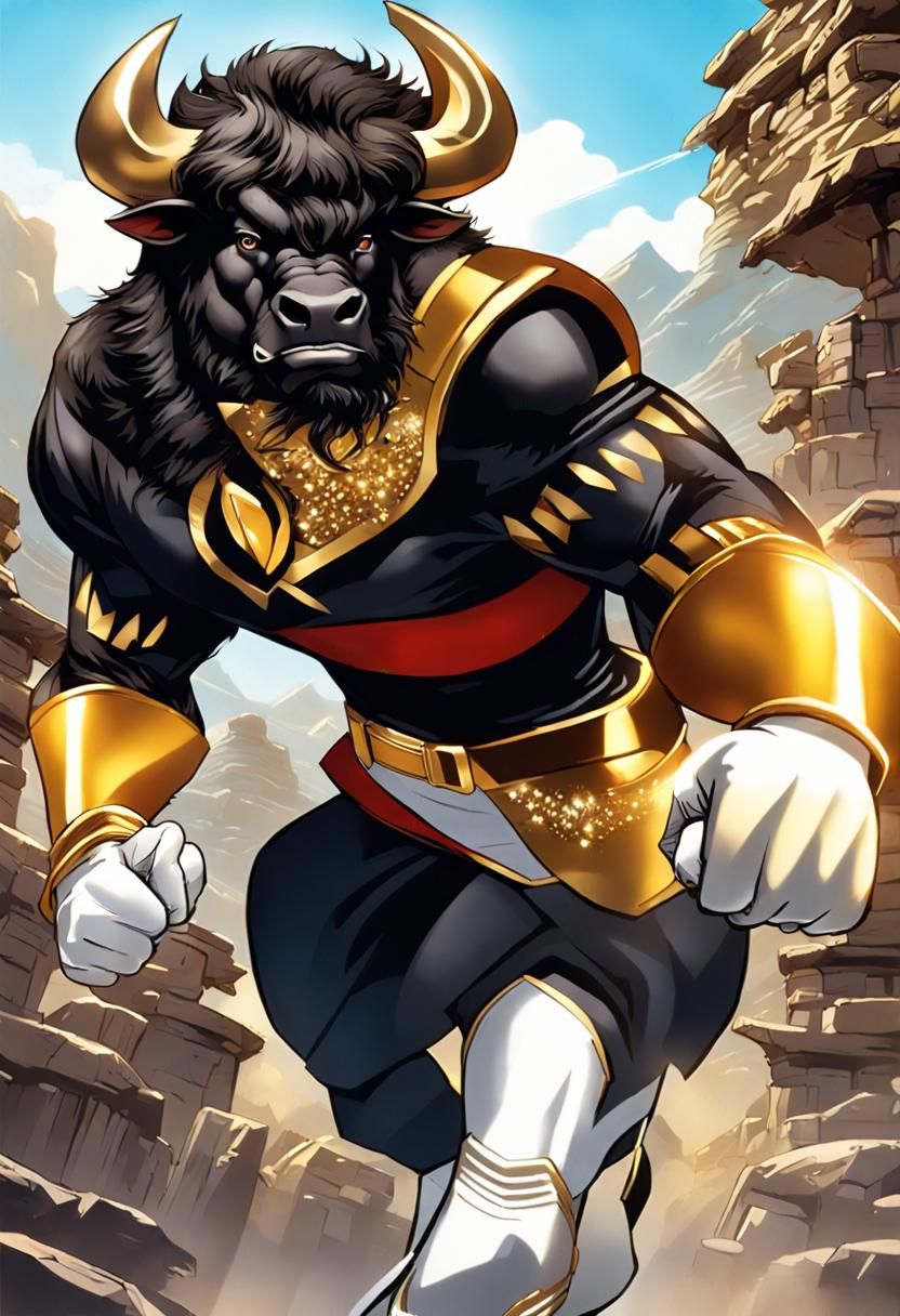 Anthro Buffalo Power Ranger in Comic Book Art