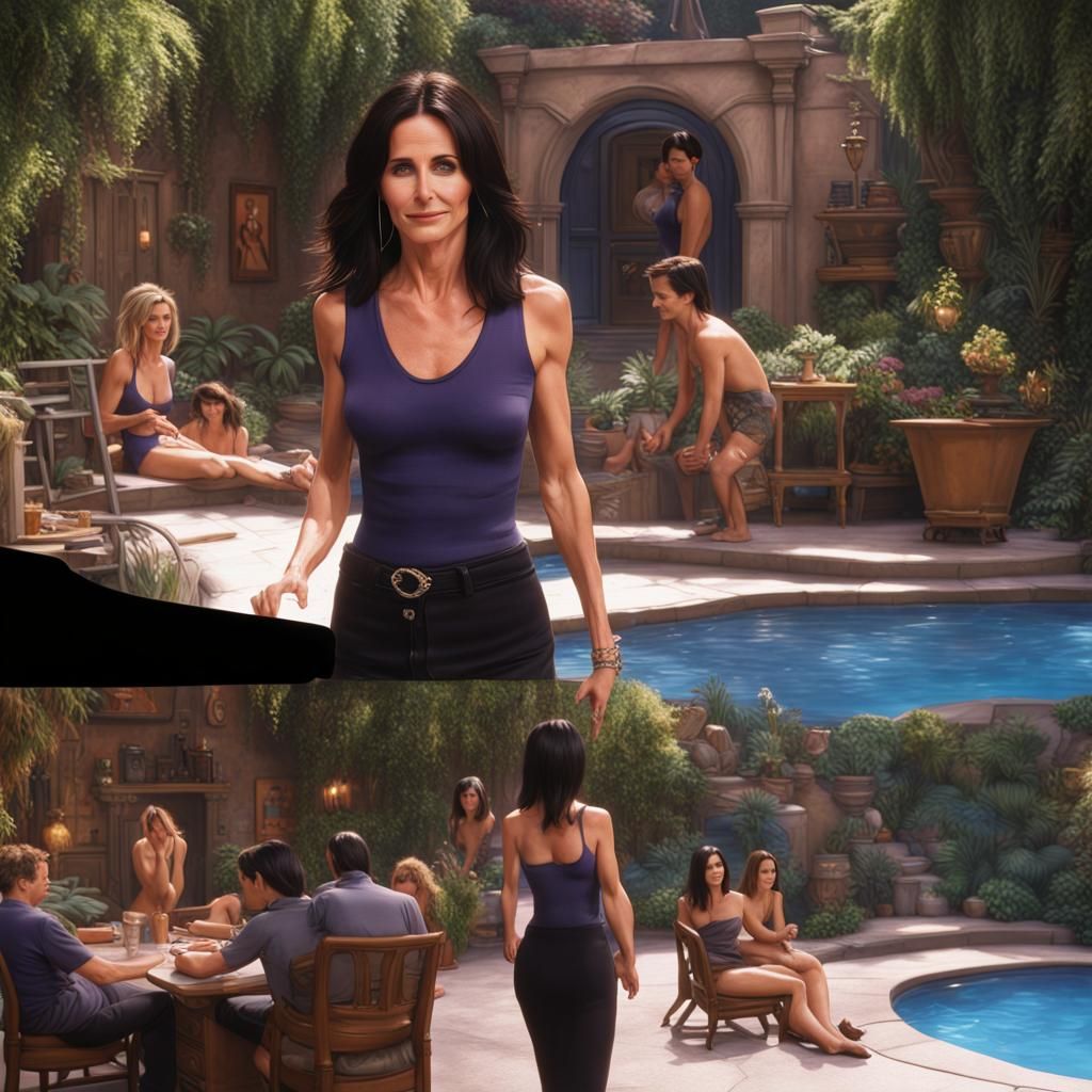 Courteney Cox on Friends Set, Detailed Digital Painting