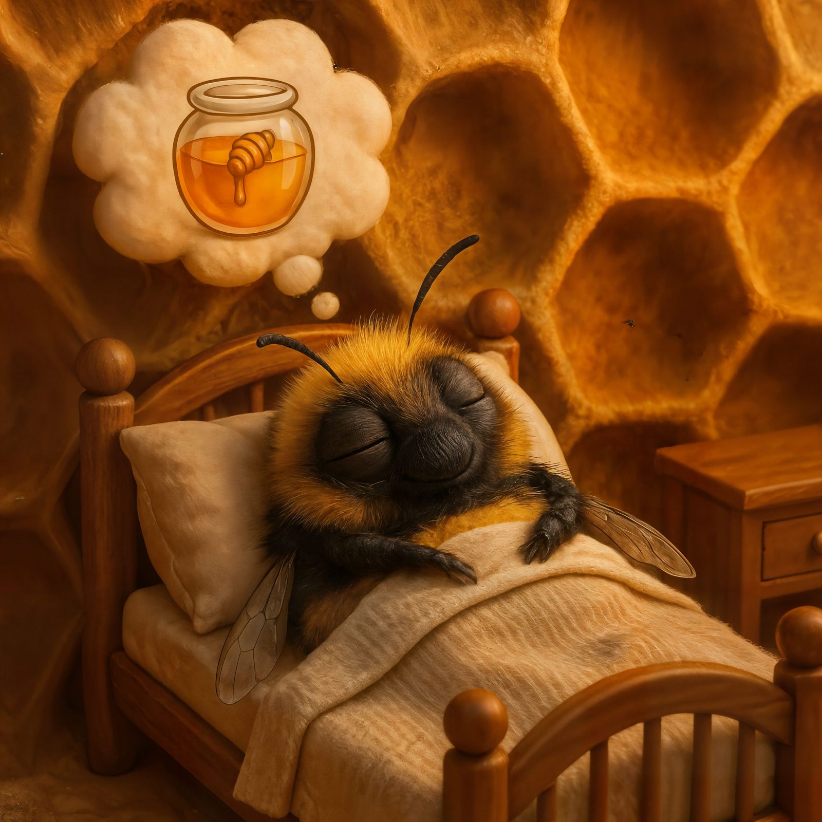 Dreaming Bumblebee in Cozy Beehive