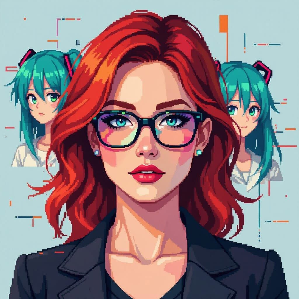 Fragmented Reality: Glitch Art Portrait in Digital Style