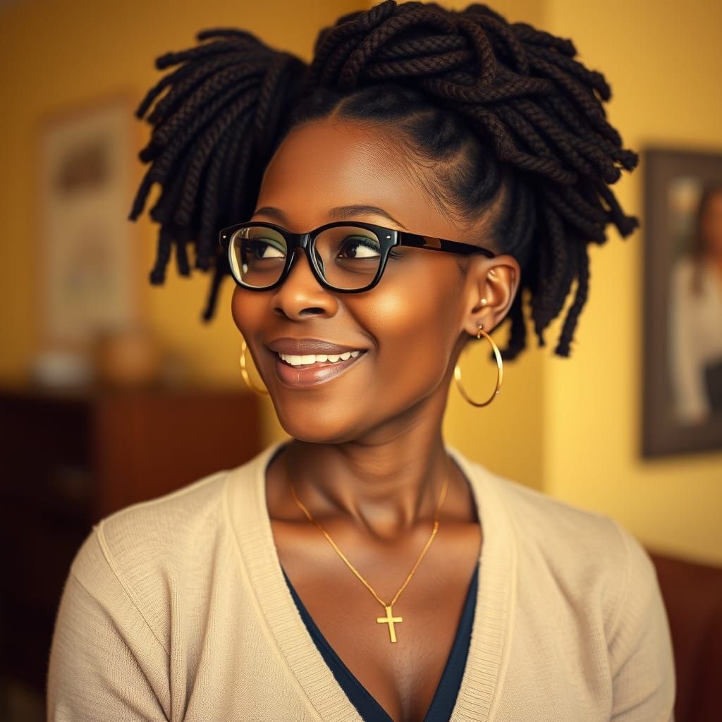 Elegant Portrait of a Woman with Braids