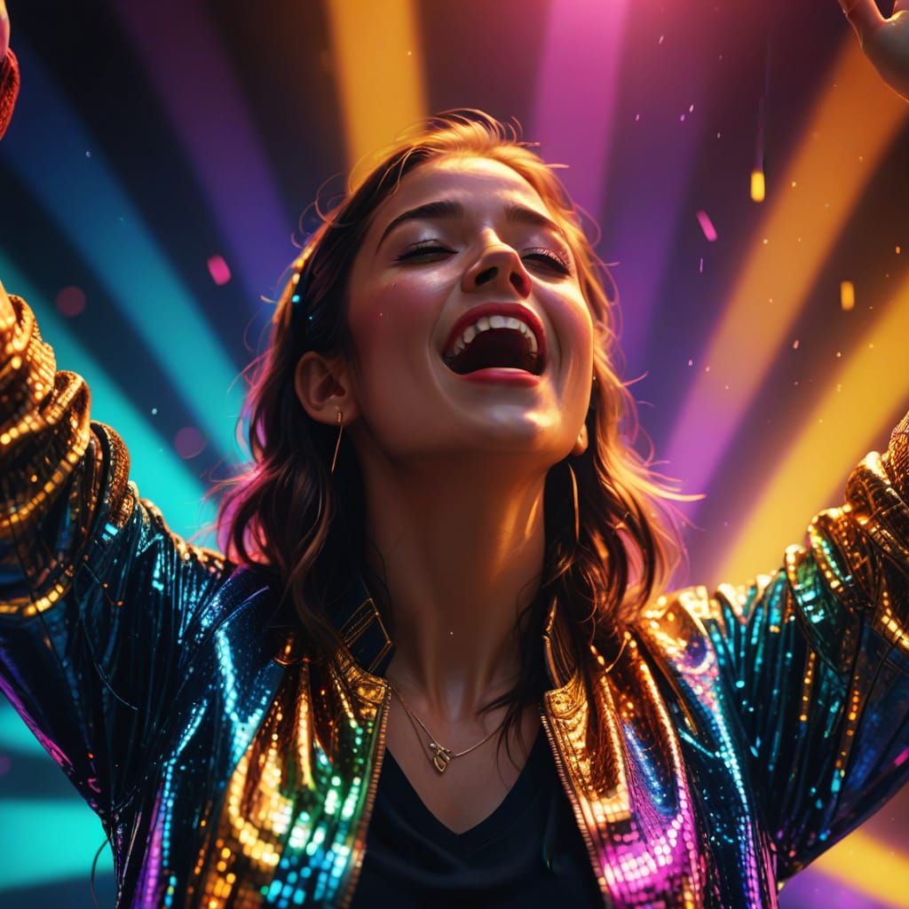 Singer in Neon Spotlight