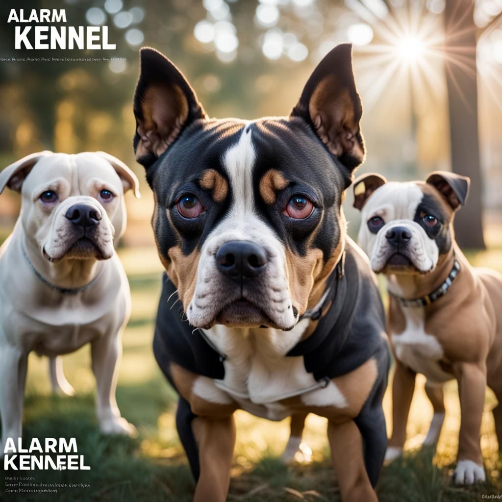 Alarm Kennel: Bully Dogs in Hyperrealistic Landscape
