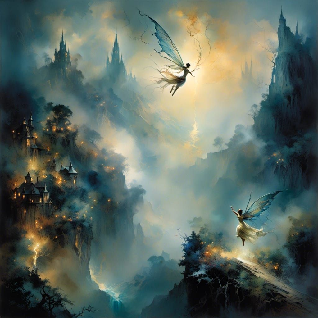 Ethereal Fairy Flight in Dreamlike Mist