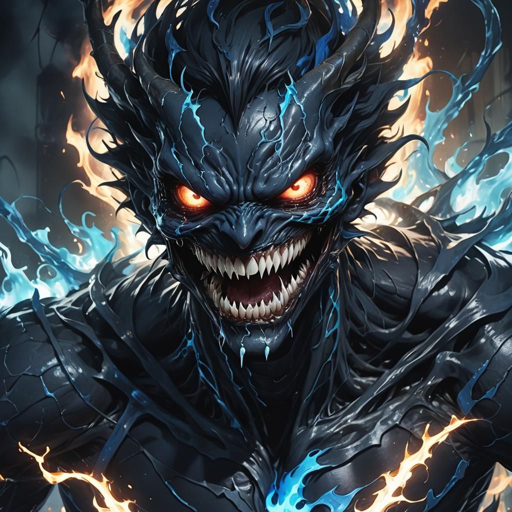 Venom Symbiote Transforms Villain in Dark Anime Art