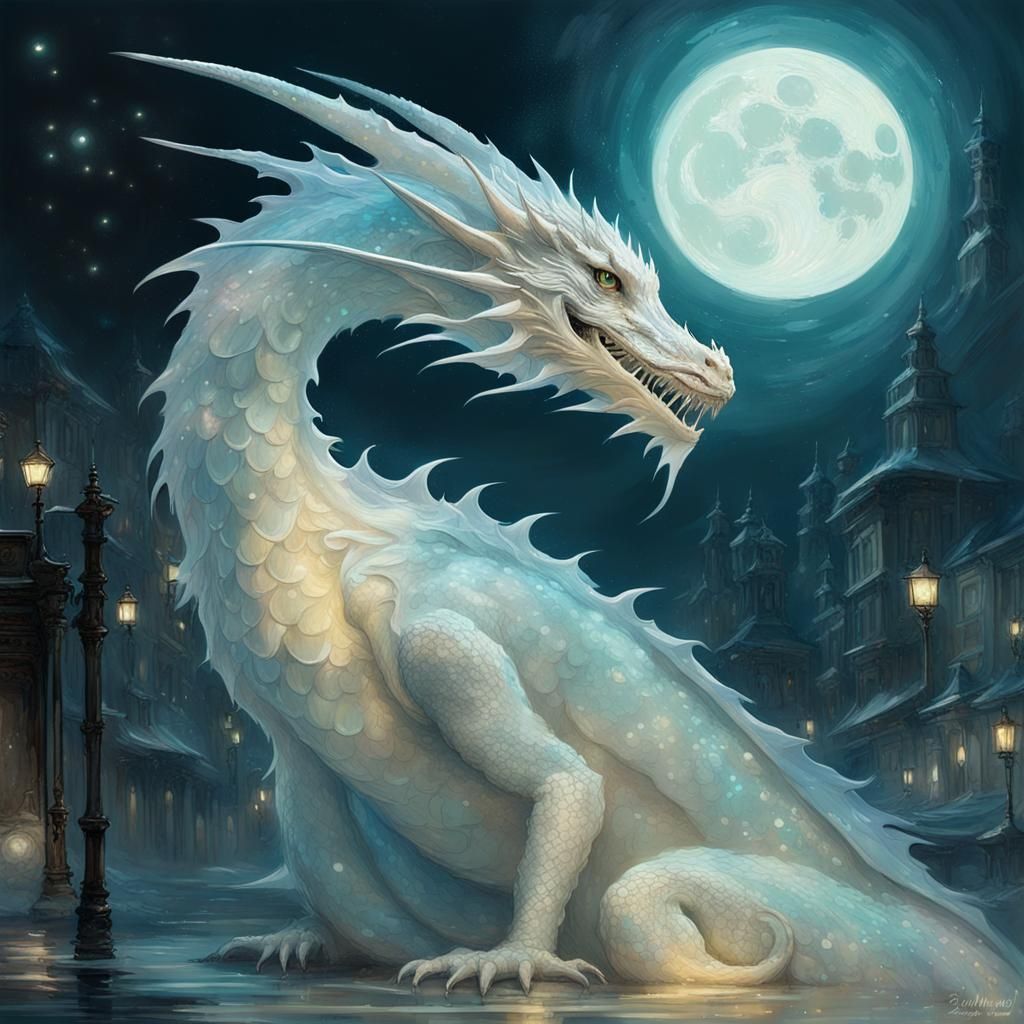 Luminescent Dragon in Whimsical Fantasy Style