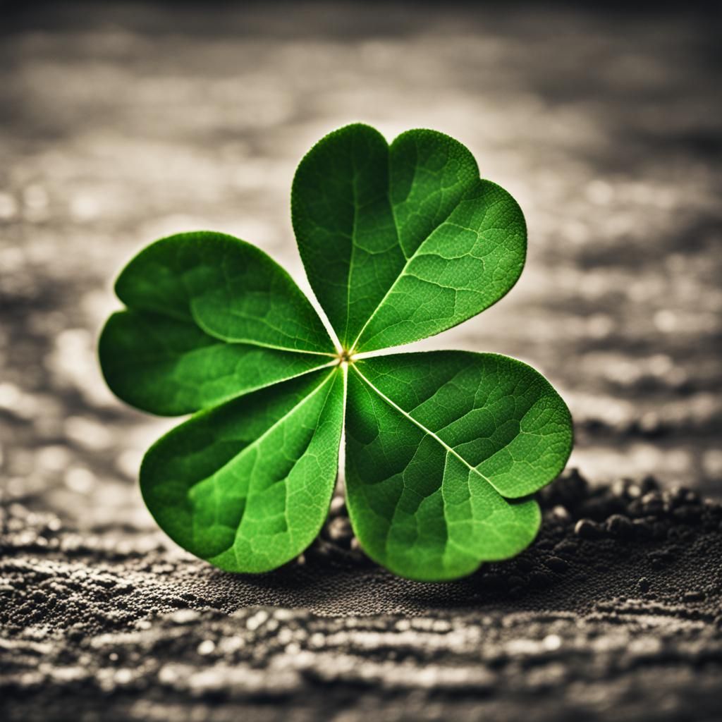 Lucky Four-Leaf Clover in Hyperrealistic Detail