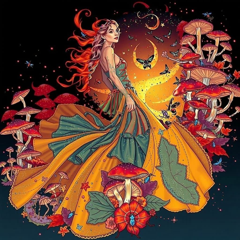 Bioluminescent Forest Wanderer in Dreamy Illustration