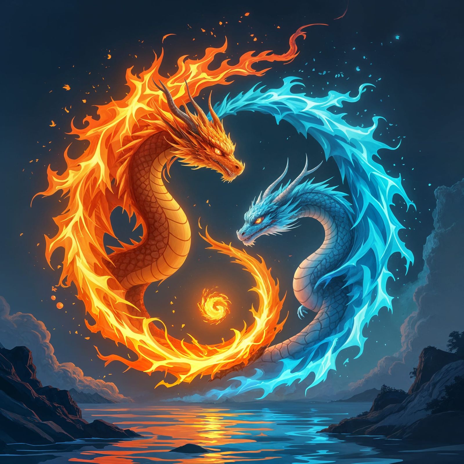 Epic Yin Yang: Fire and Water Dragons
