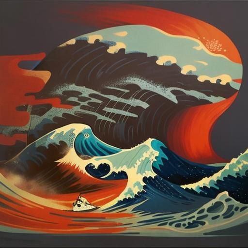 The Great Wave Digital Rendering