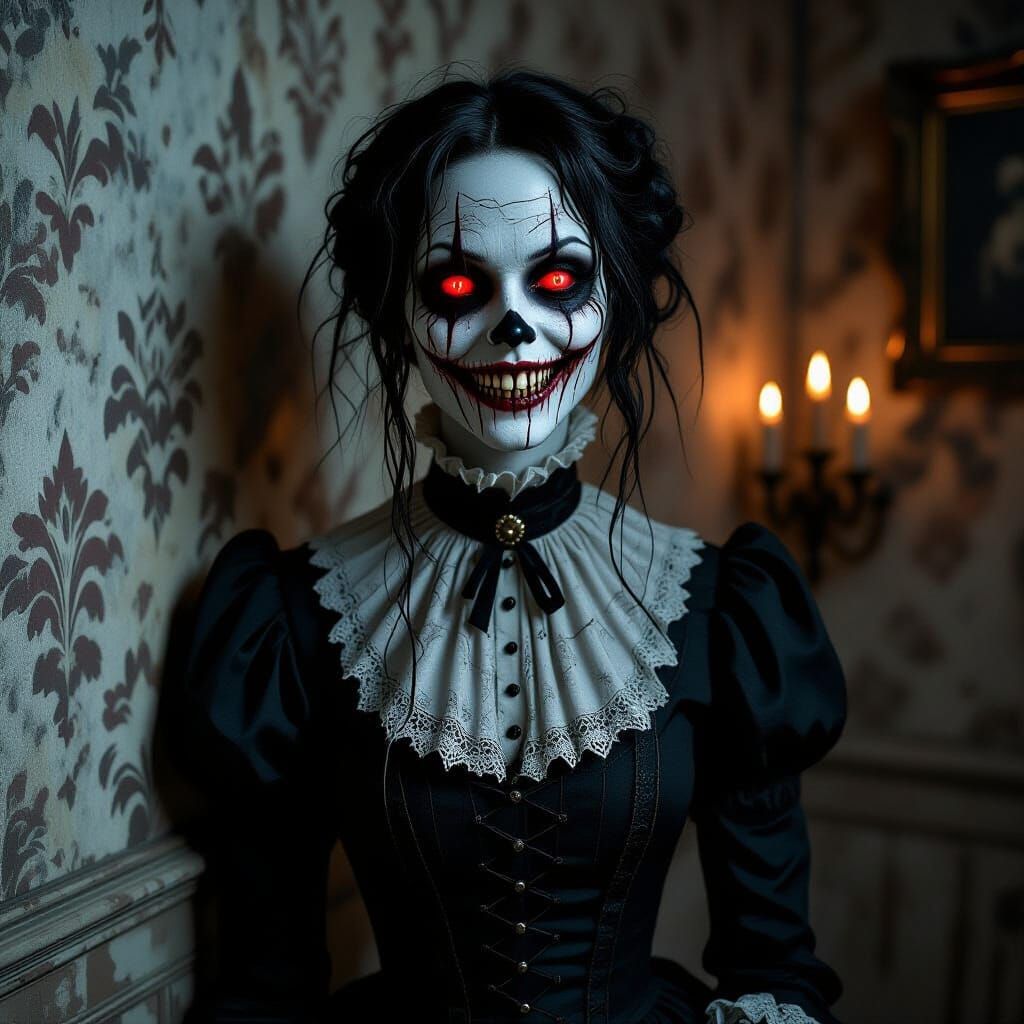 Terrifying Victorian Figure in Cinematic Horror Style