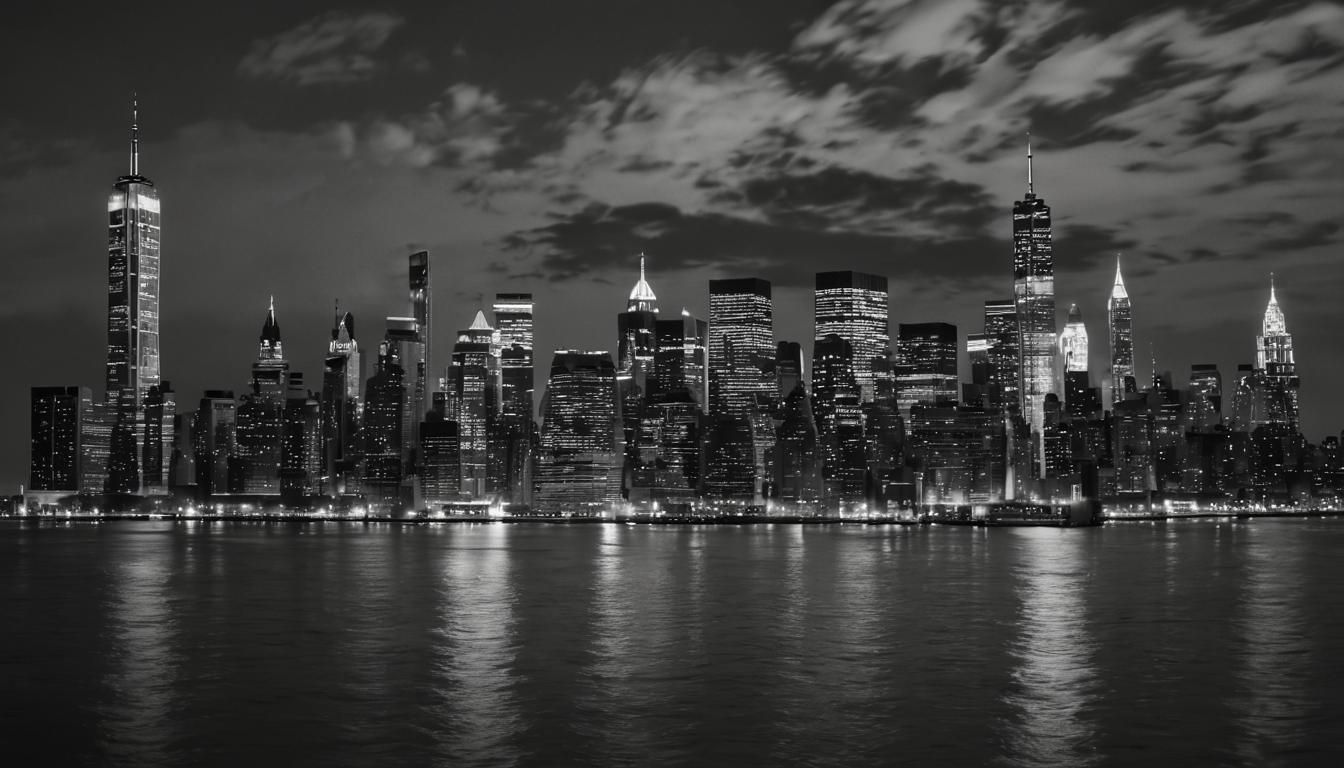 NYC Skyline and Hudson River at Night
