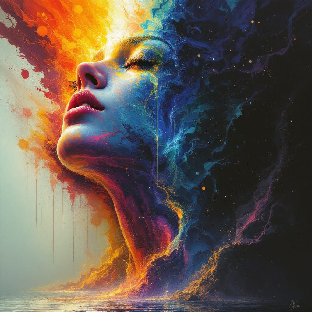 Abstract Graphic Arabesque in Prismatic Colors