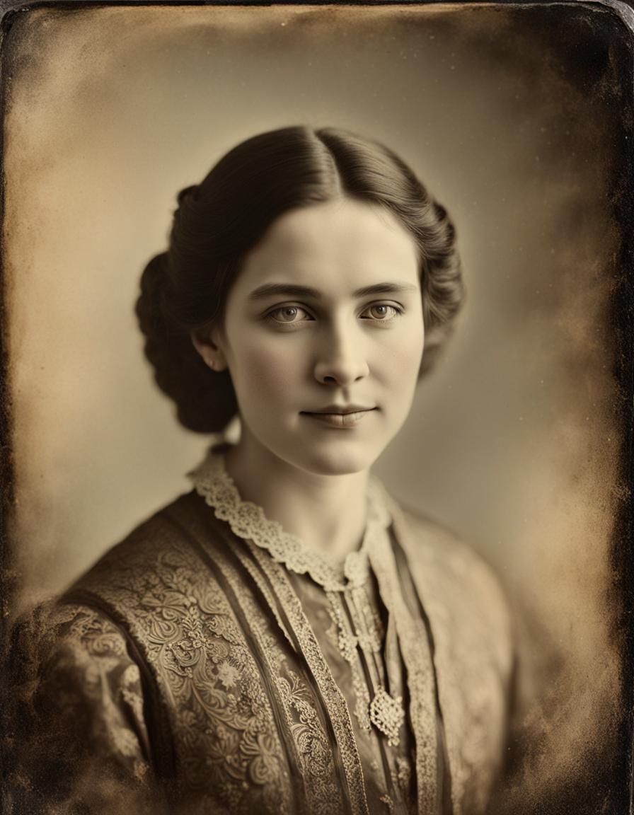 Ethereal Woman with Enigmatic Smile: Ambrotype Portrait