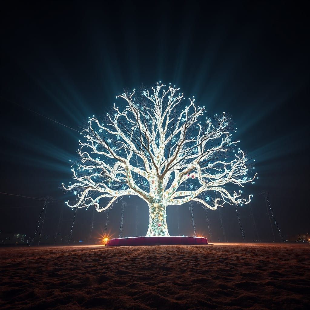 Luminous Christmas Tree in Holographic Style