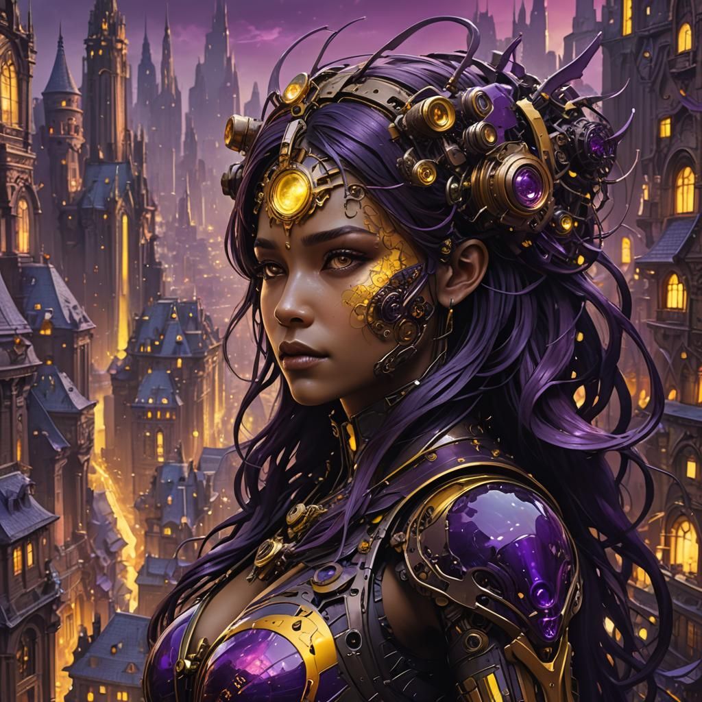 Mechanical Fusion in Dark Fantasy Style