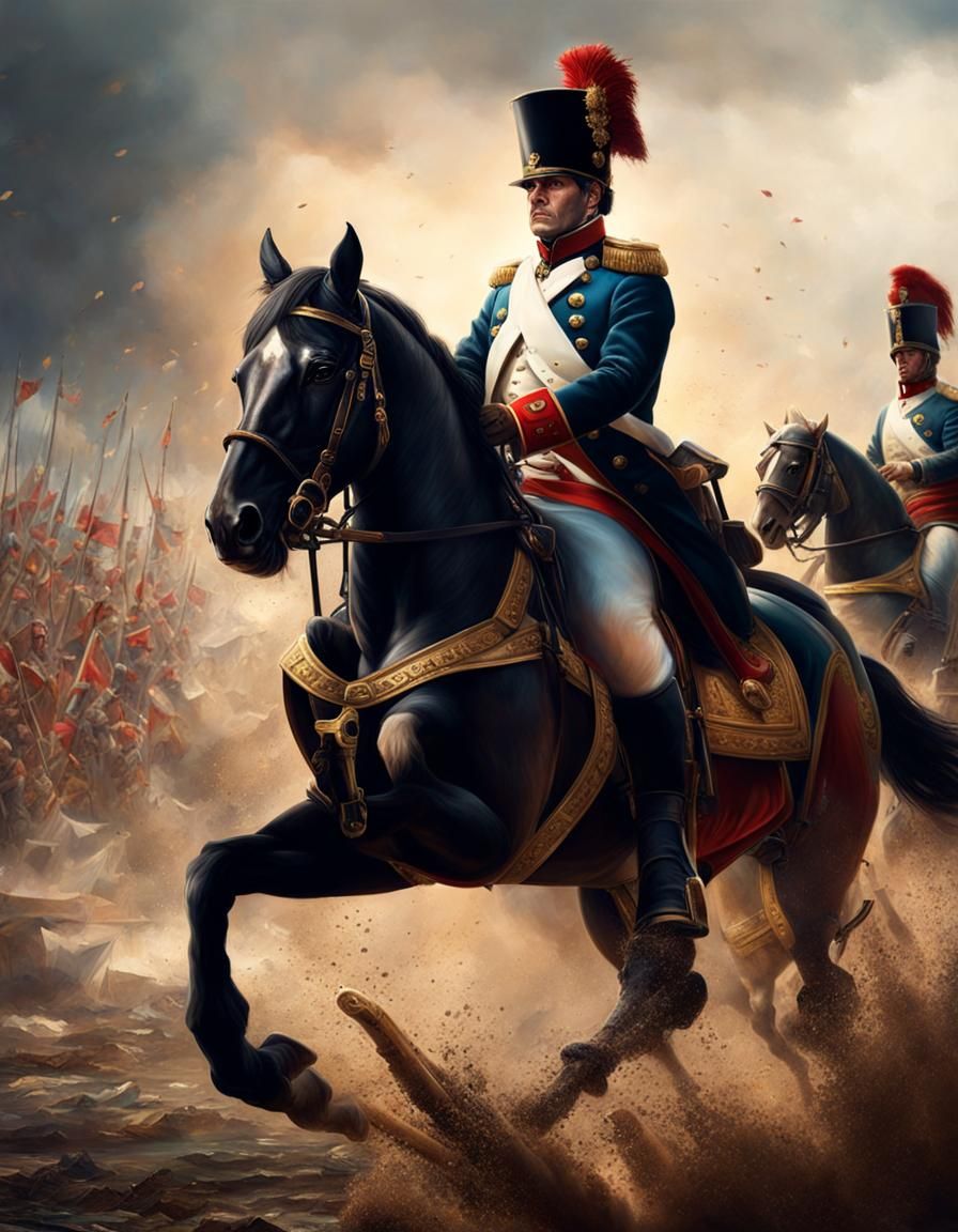 Napoleon in Dramatic Battlefield Scene