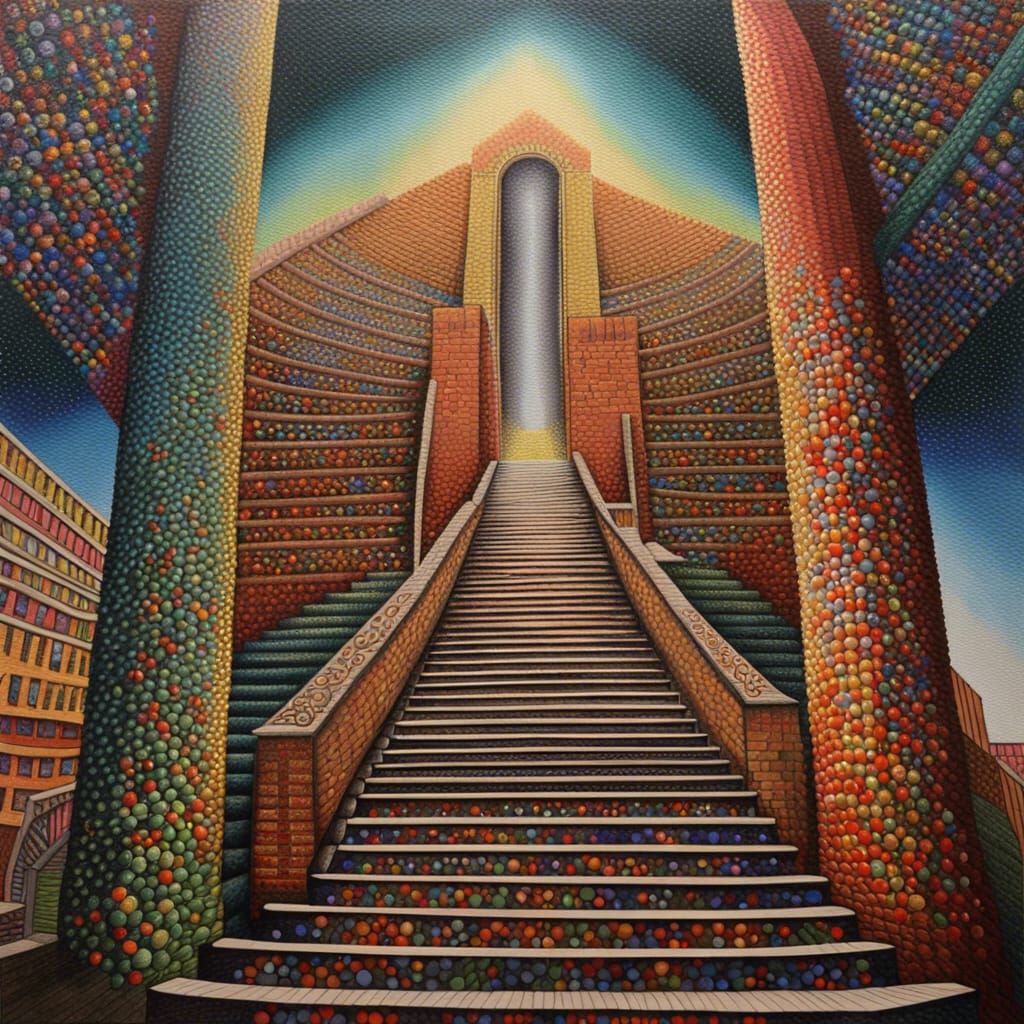Stairway to Heaven: Pointillism Painting in Jewel Tones
