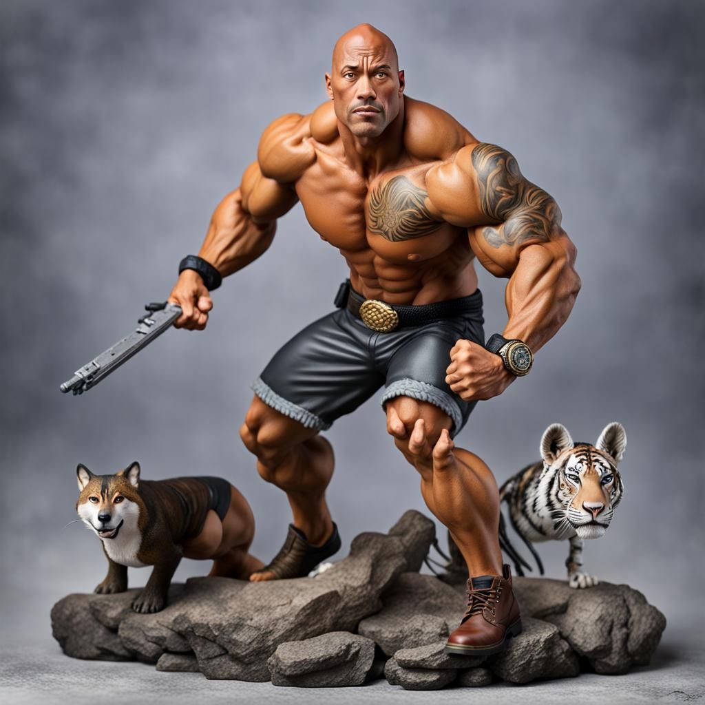 The Rock" Johnson alongside his iconic animals