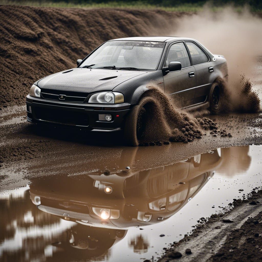 JDM Car Drifting in Mud