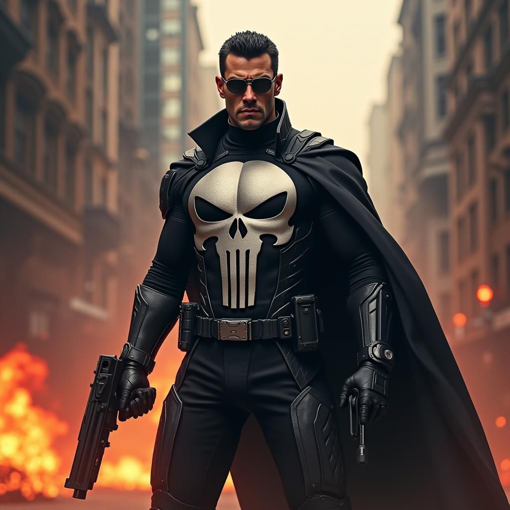 Futuristic Punisher in Graphene Suit, Matte Painting