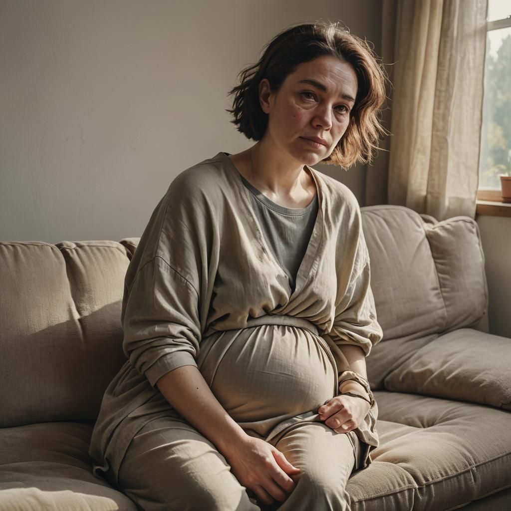 Realistic Portrait of Girl with Belly in Oil on Canvas