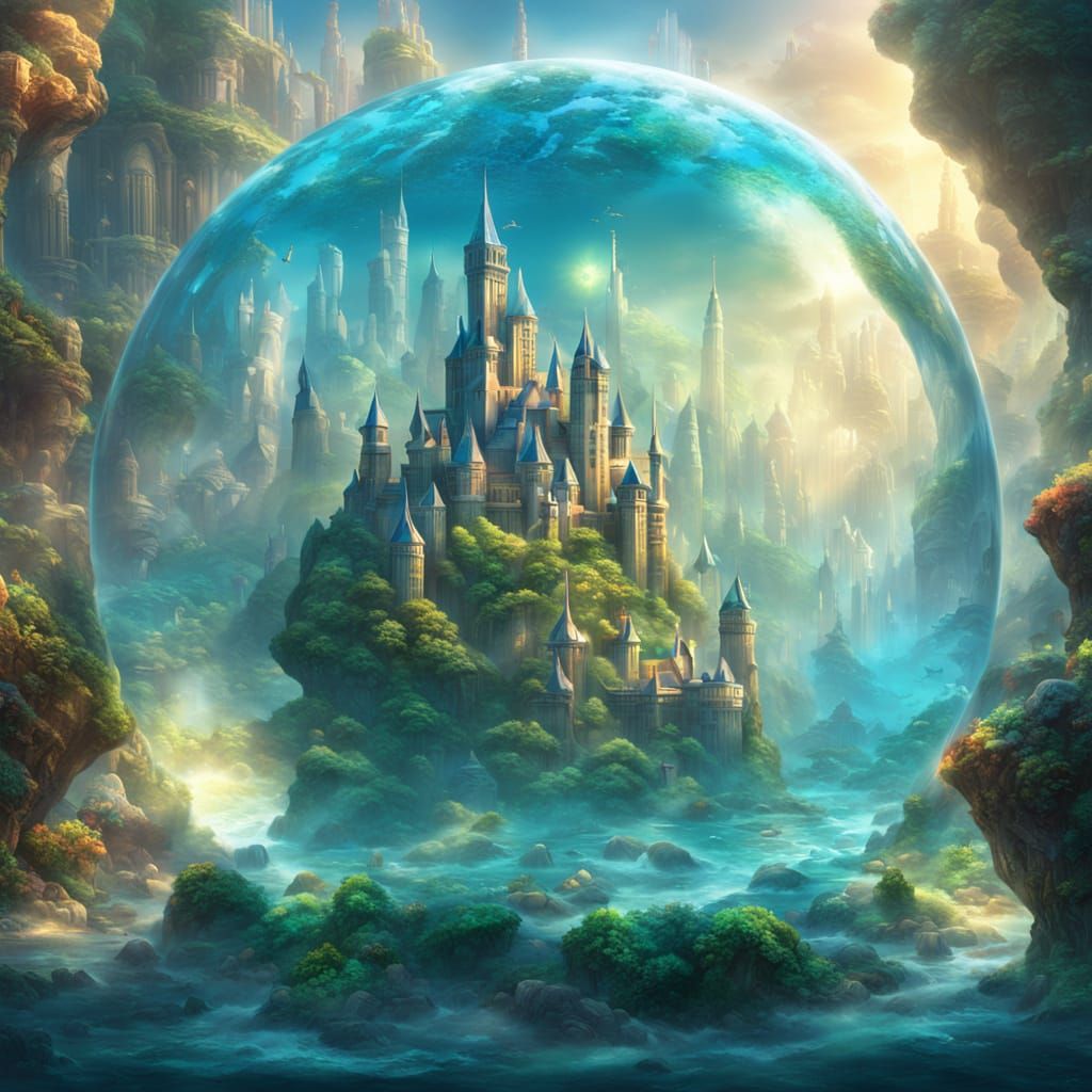 Atlantis Under Glass Globe in Ethereal Style