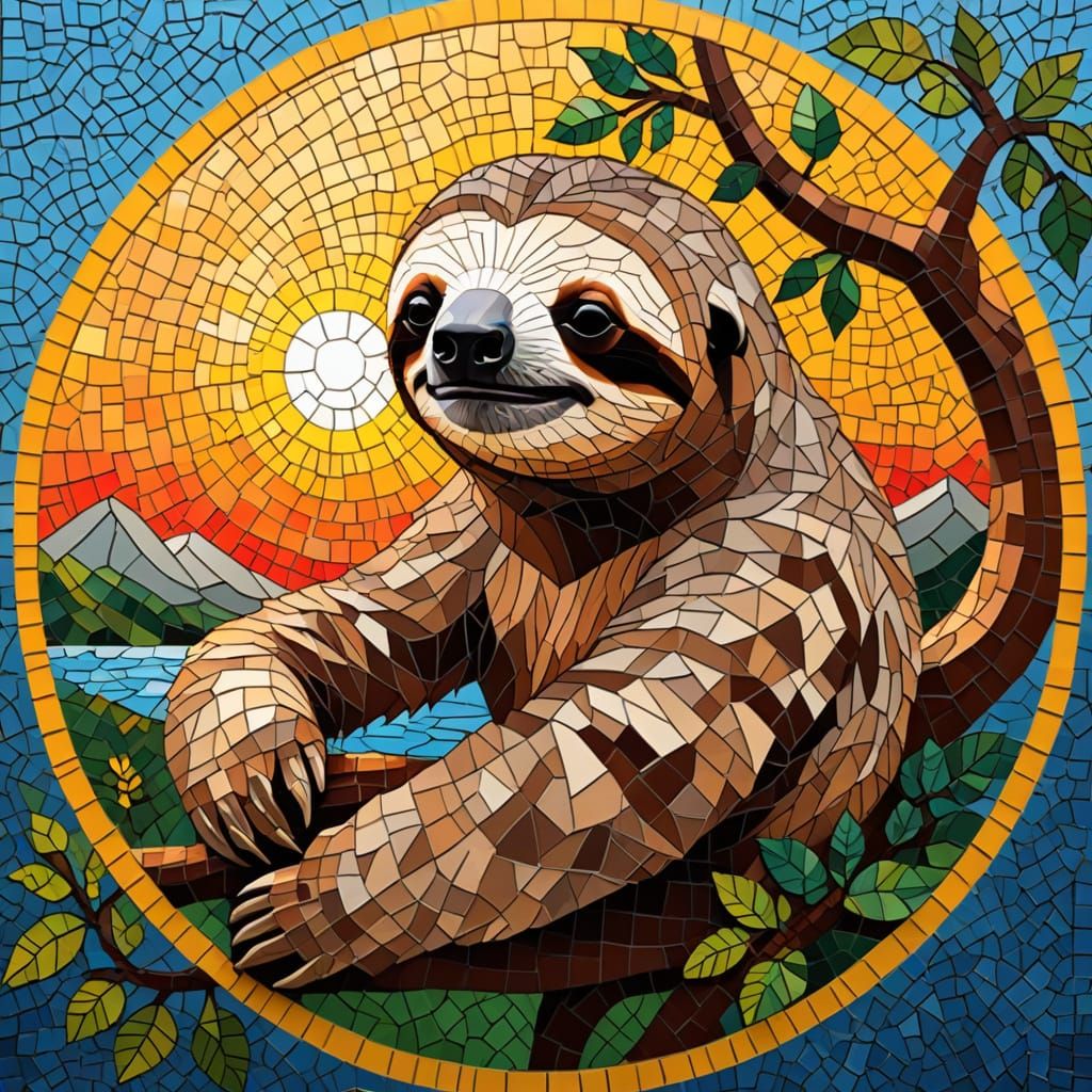 Lazy Sloth golden hour mosaic