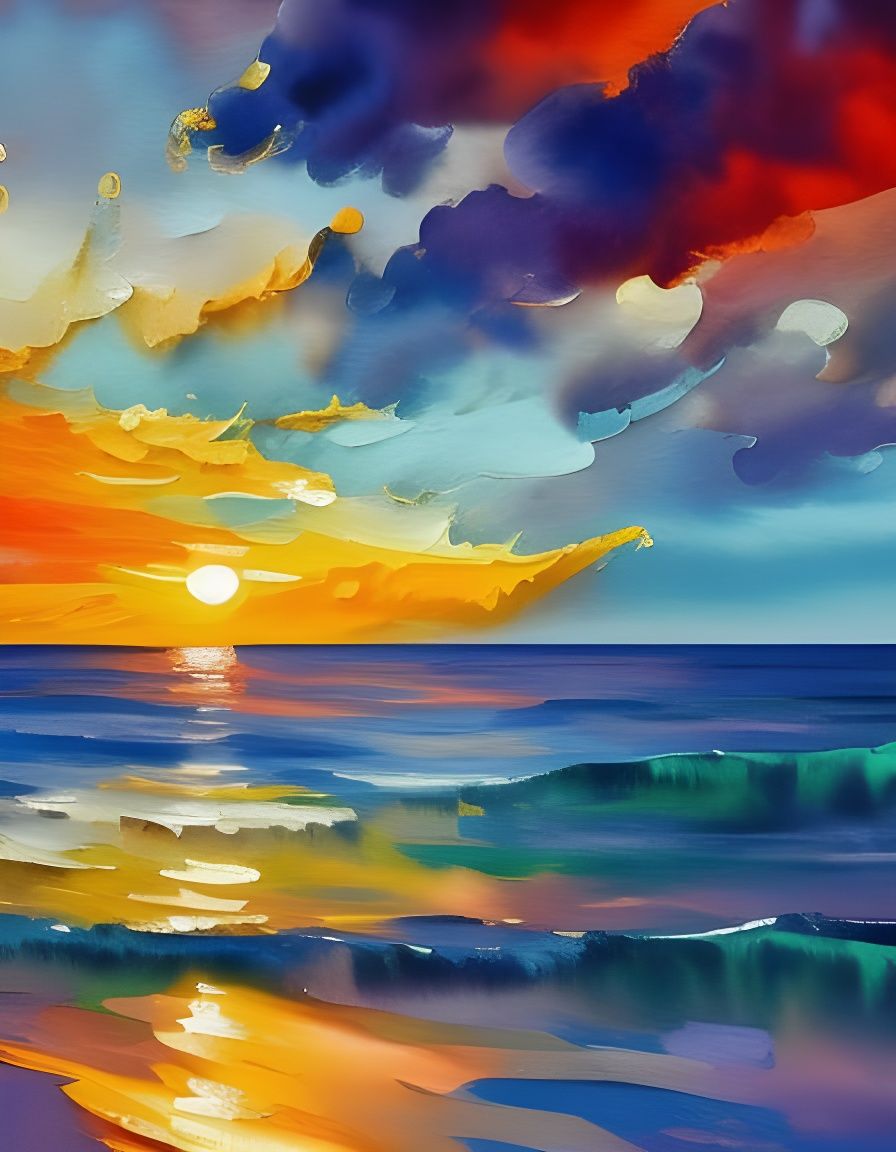 Sea waves in the sunset