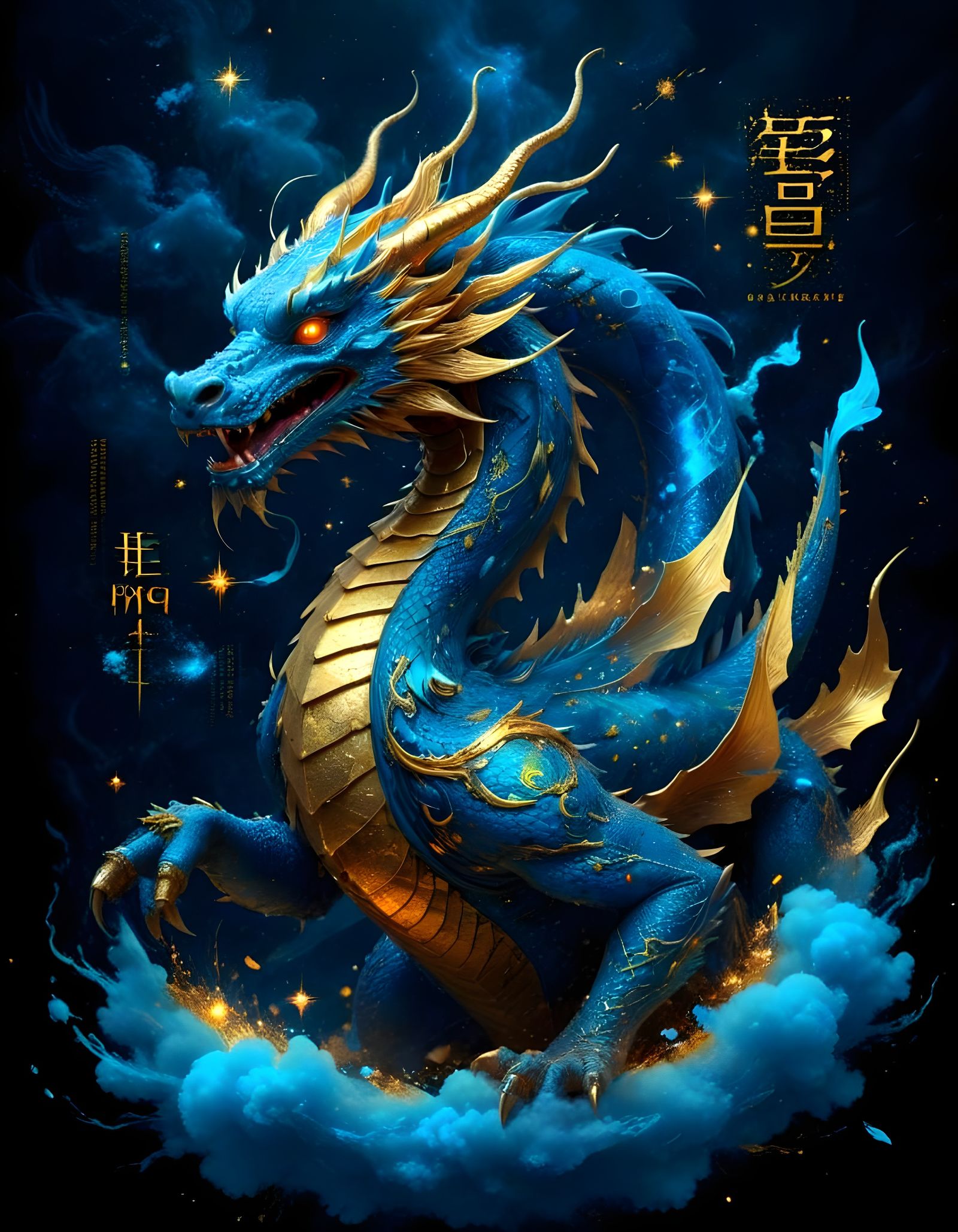 Surreal Glitch Art Dragon in Cosmic Holographic Aesthetic