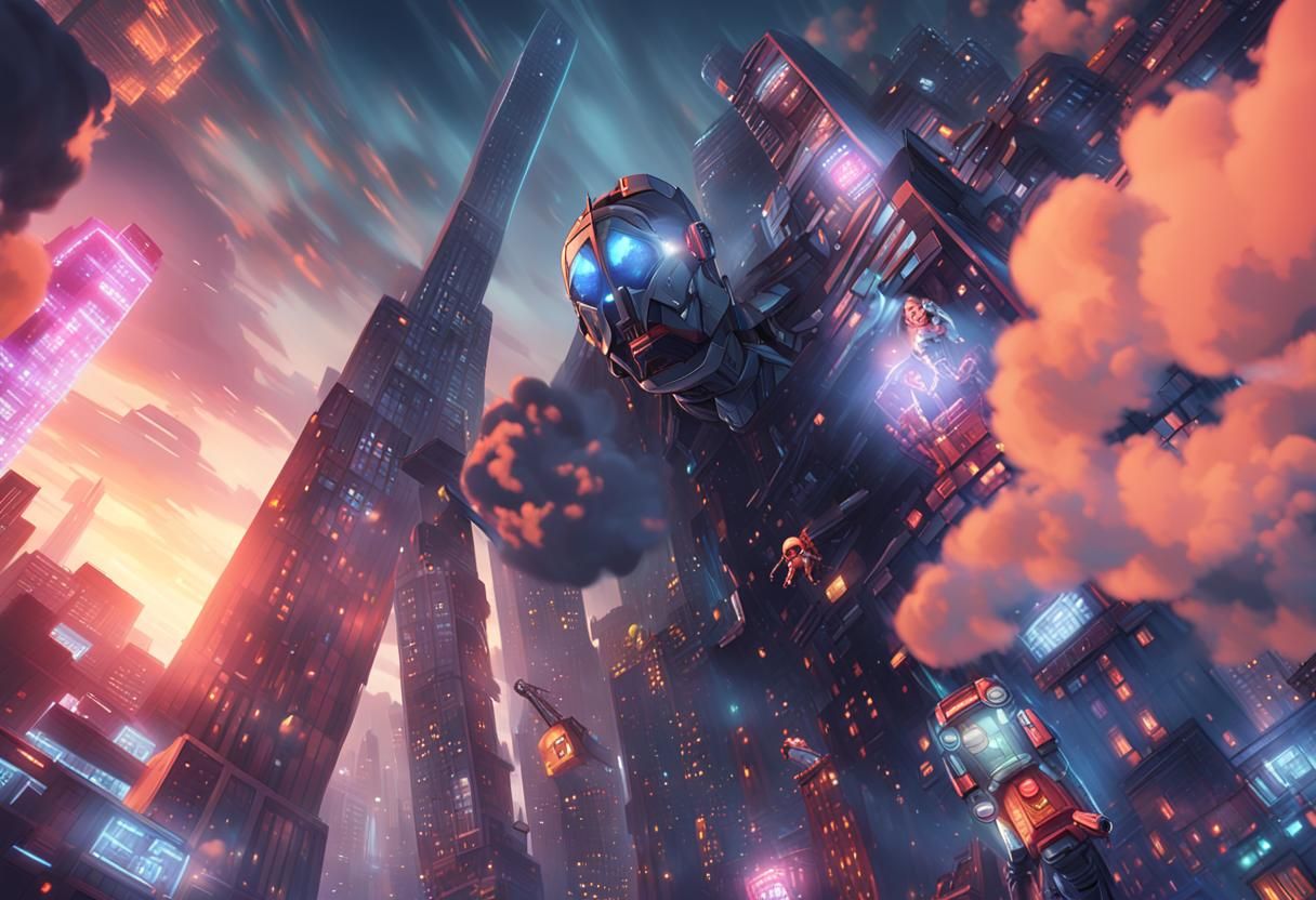 Mysterious Character in Dystopian Cityscape, 3D Game Art