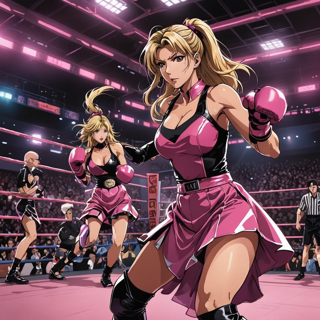 Anime Boxing Match in Vibrant Manga Style