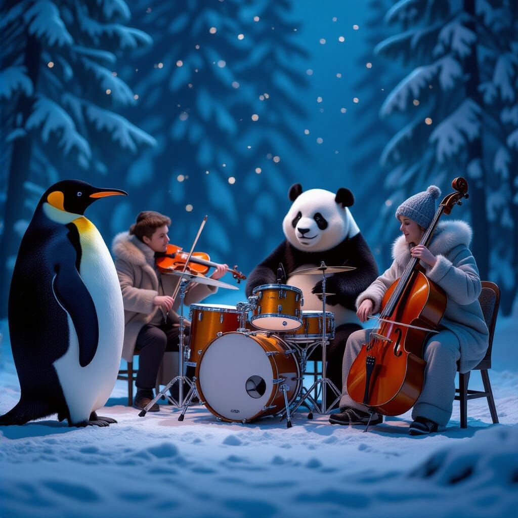 Animal Rock Band Orchestra in Dark Fantasy Style