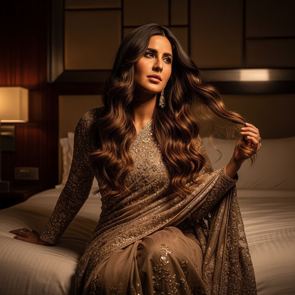 Katrina Kaif in Luxurious Bedroom With Voluminous Hair