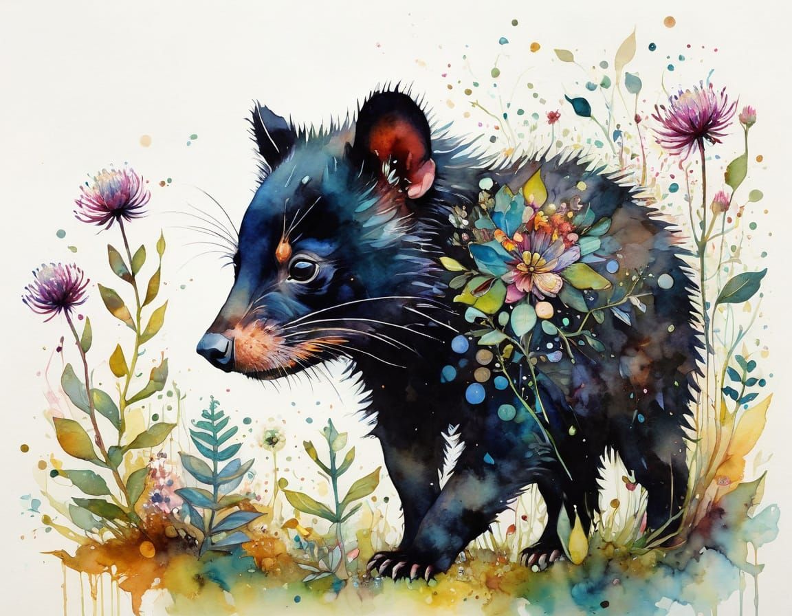 Whimsical Tasmanian Devil Cubism Illustration