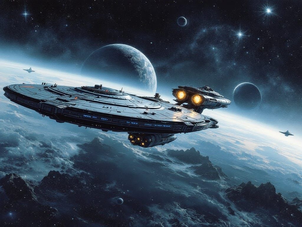 Starship in Retro-Futuristic Style